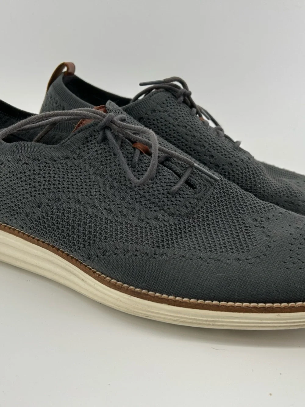 Cole Haan Men's Charcoal Knit Wingtip Oxfords